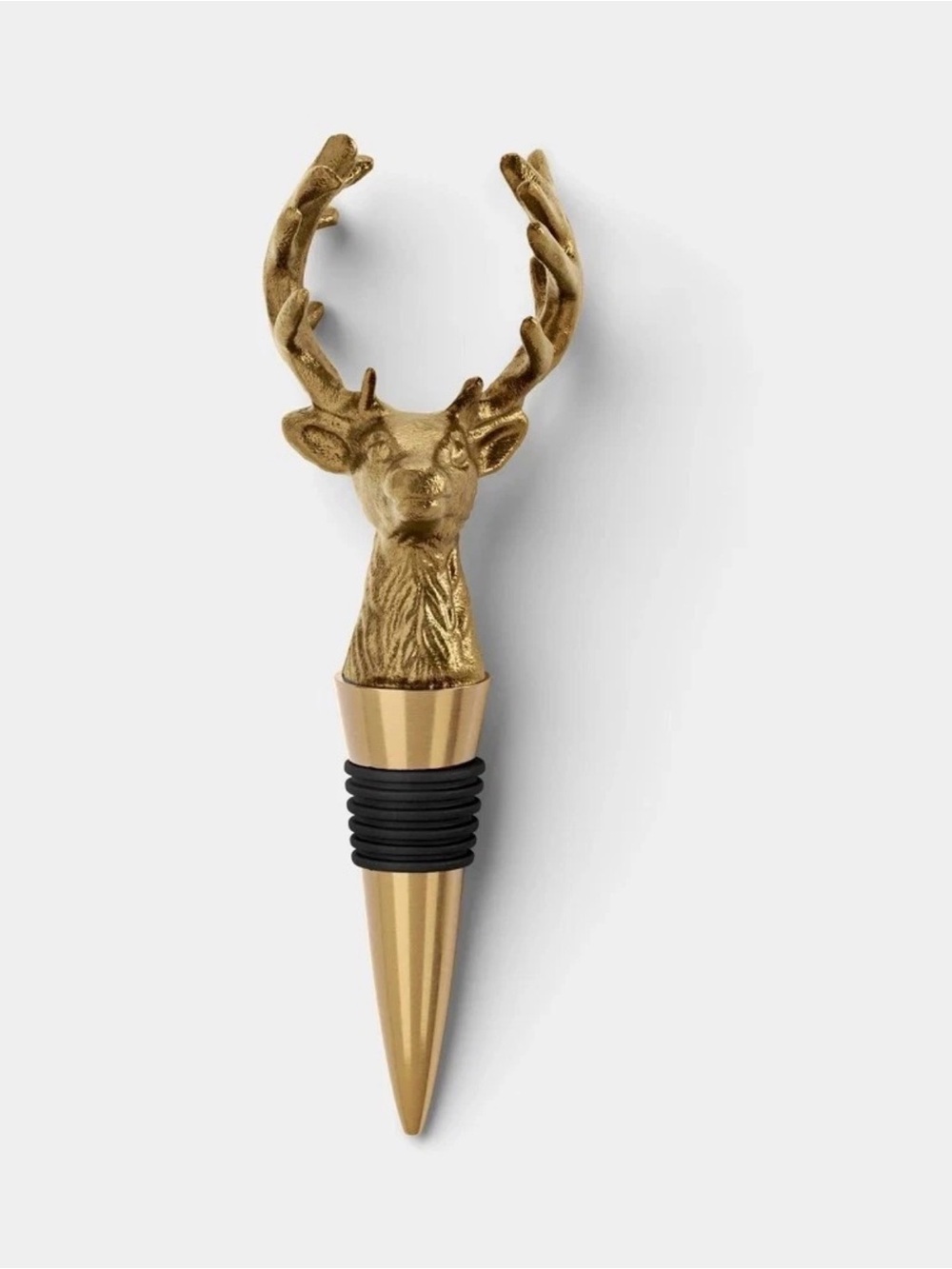 Threshold Metallic Gold Deer Head Wine Stopper with Black Seal